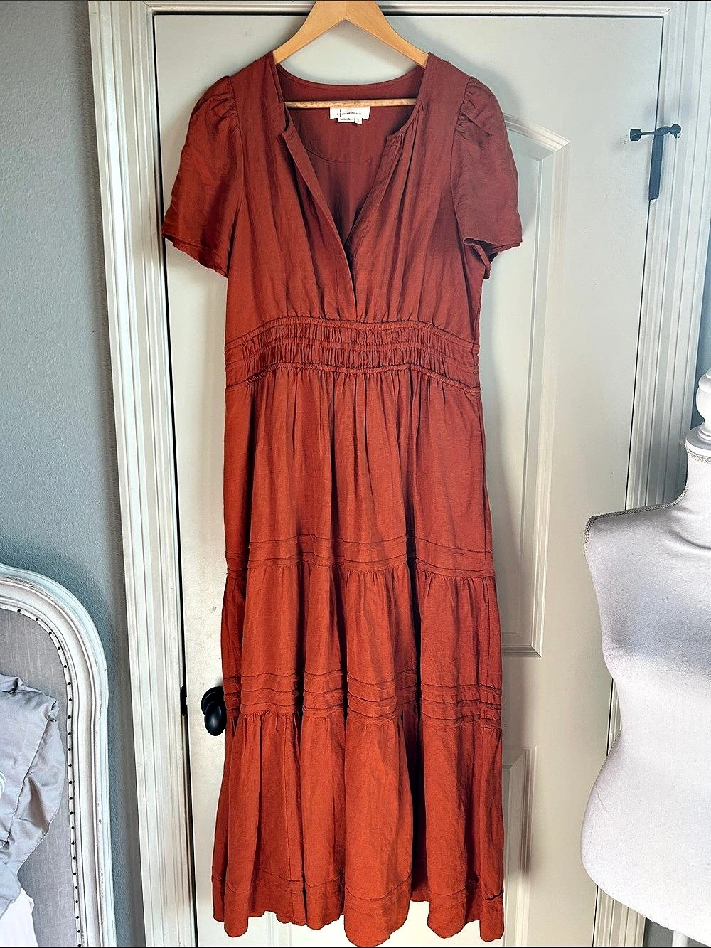 Anthropologie Rust Orange Somerset Maxi Dress